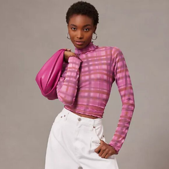 Brand New Pilcro Plaid Turtleneck Top - Picture 1 of 8